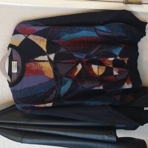 Grandpacore Geometric Patterned Sweater - Multicolor 1990's